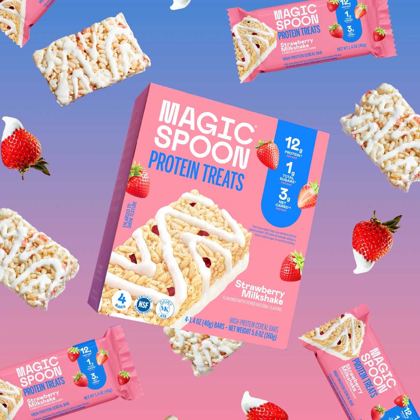 Strawberry Milkshake - 16 Cereal Treats (4 Boxes)